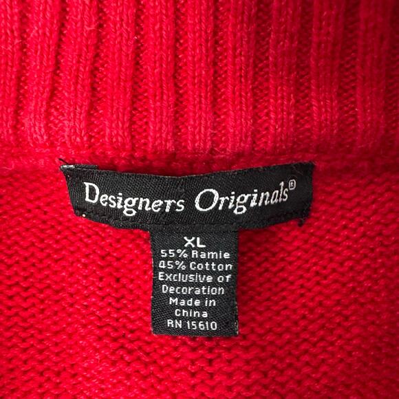 Desginers Originals Cardigan Sweater Wmns Sz XL Red Snowman Applique Xmas Zip - Picture 5 of 7